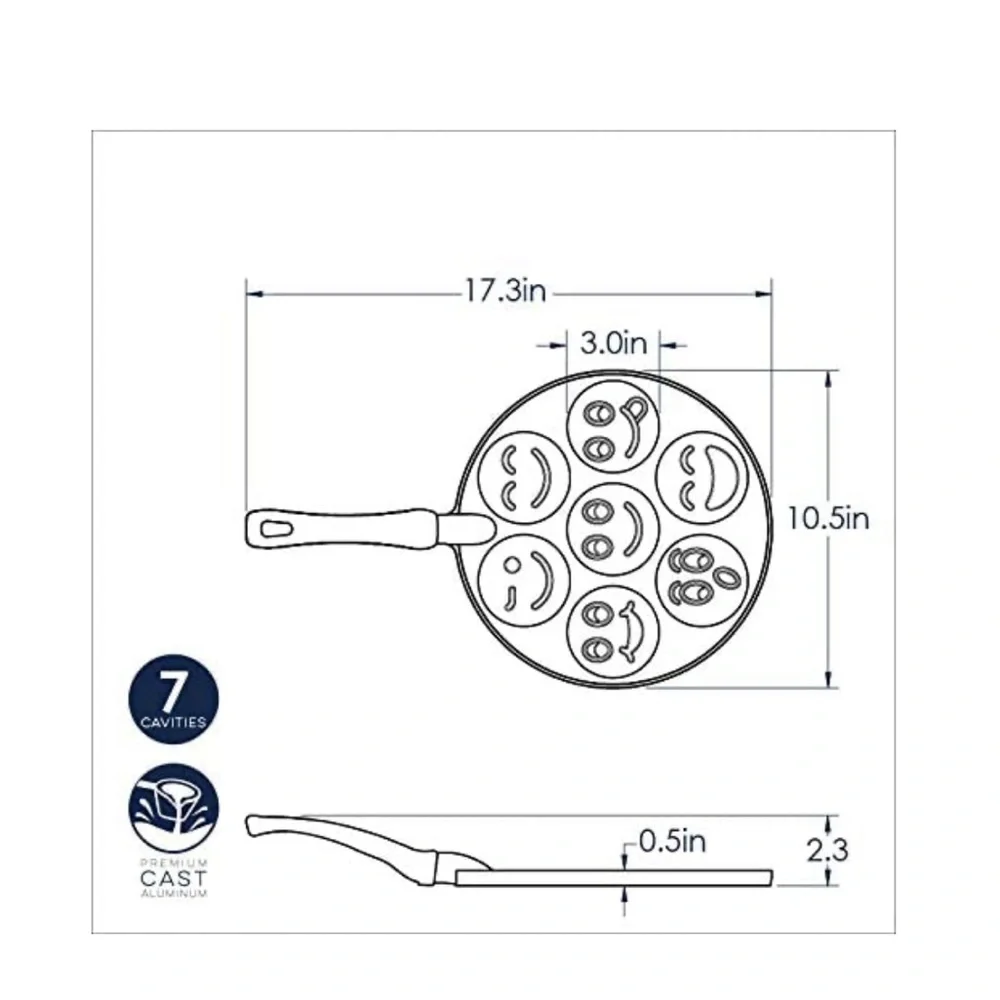 Nordic Ware Smiley Face Pancake Pan Silver, 10 1/2 inch‎ diameter